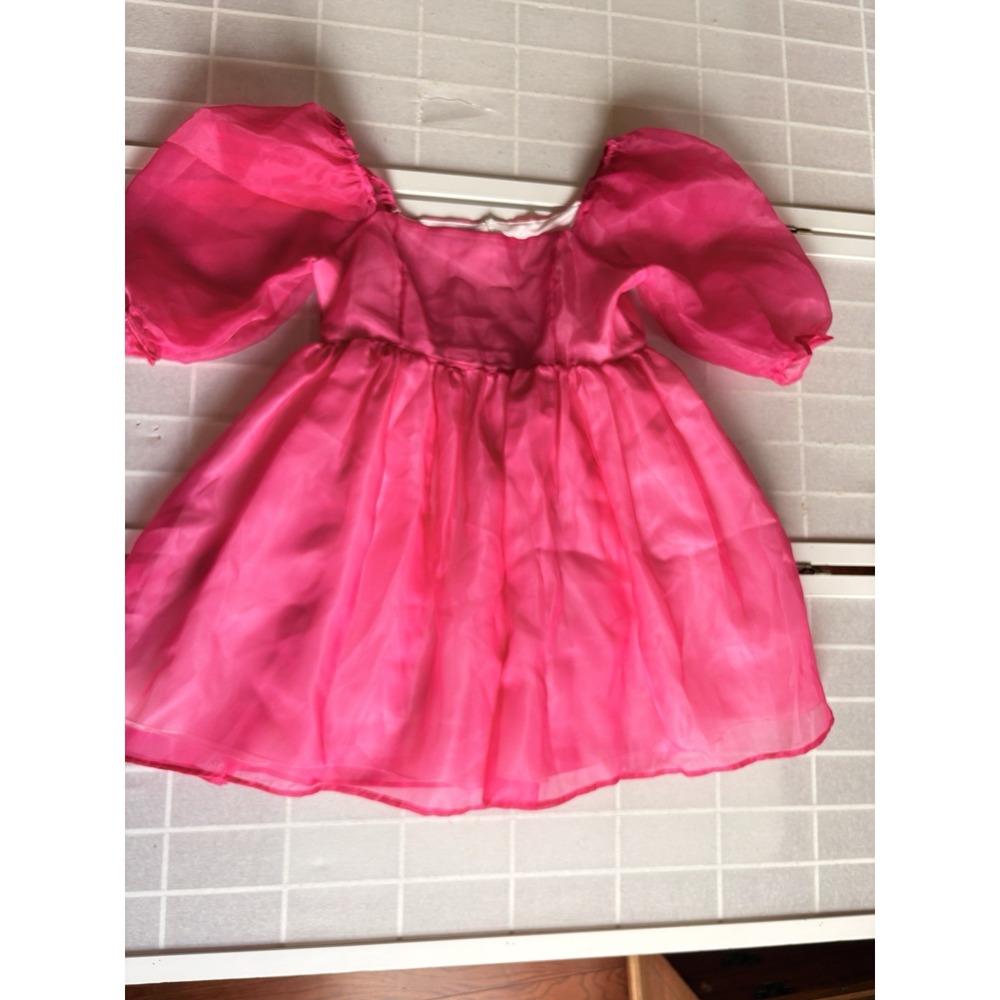 Hot Barbie Pink Puff Sleeve Babydoll Homecoming Selkie Croquette HOCO Mini Dress